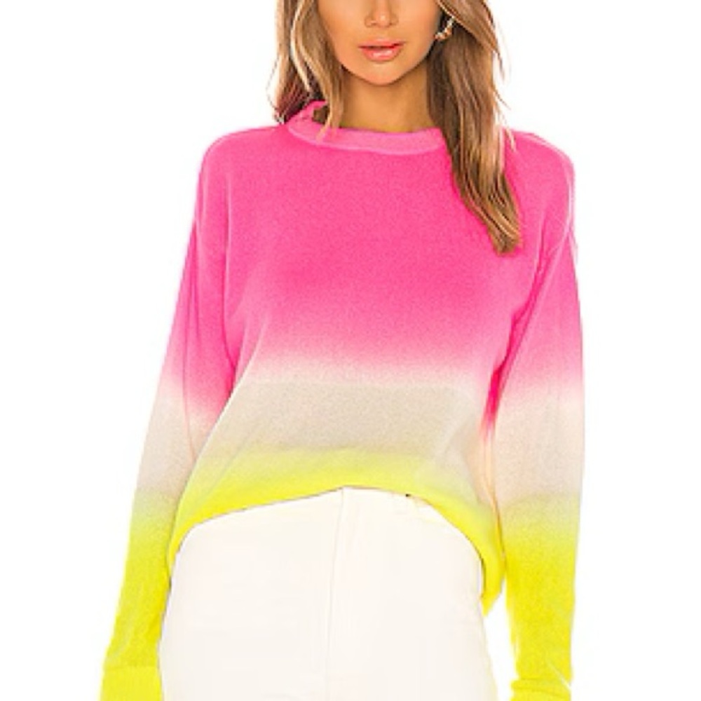 ALICE + OLIVIA Gleeson Cashmere Blend Dip Dye Long Sleeve Pullover